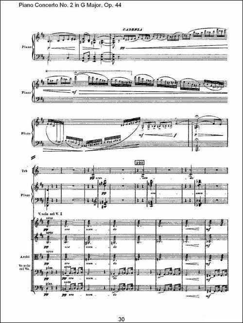 G大调第二钢琴协奏曲, Op.44第二乐章-钢琴谱