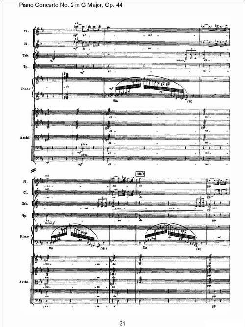 G大调第二钢琴协奏曲, Op.44第二乐章-钢琴谱