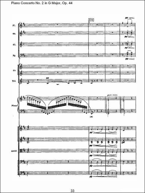 G大调第二钢琴协奏曲, Op.44第二乐章-钢琴谱