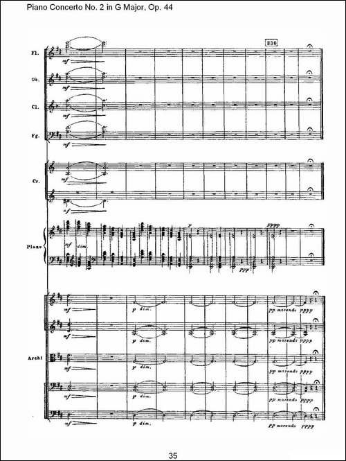 G大调第二钢琴协奏曲, Op.44第二乐章-钢琴谱