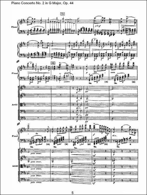 G大调第二钢琴协奏曲, Op.44第二乐章-钢琴谱