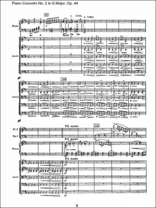G大调第二钢琴协奏曲, Op.44第二乐章-钢琴谱
