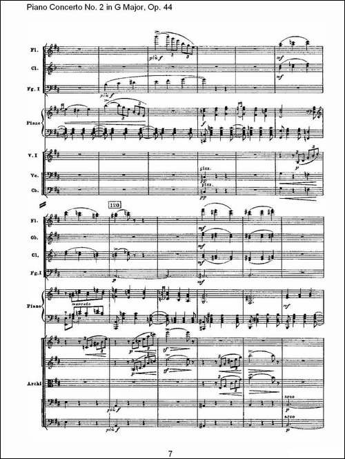 G大调第二钢琴协奏曲, Op.44第二乐章-钢琴谱