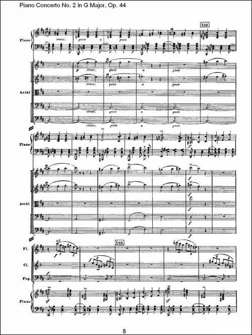 G大调第二钢琴协奏曲, Op.44第二乐章-钢琴谱