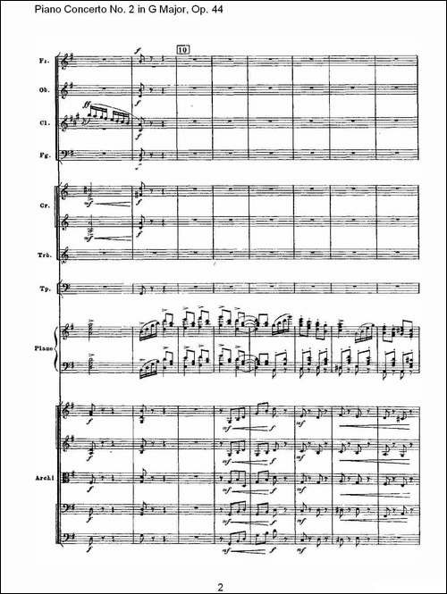 G大调第二钢琴协奏曲, Op.44第三乐章-一-钢琴谱