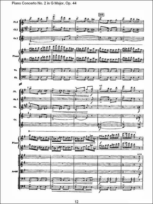 G大调第二钢琴协奏曲, Op.44第三乐章-一-钢琴谱