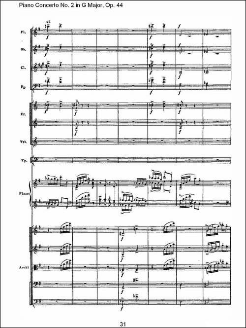 G大调第二钢琴协奏曲, Op.44第三乐章-一-钢琴谱