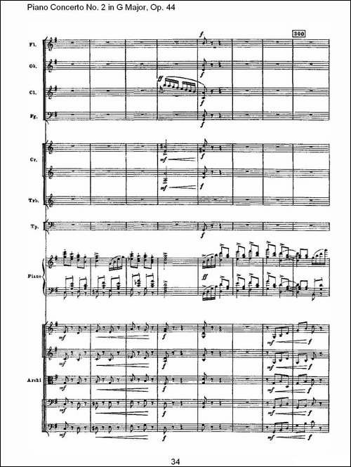 G大调第二钢琴协奏曲, Op.44第三乐章-一-钢琴谱