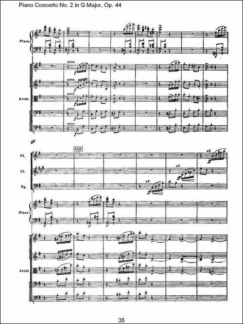 G大调第二钢琴协奏曲, Op.44第三乐章-一-钢琴谱