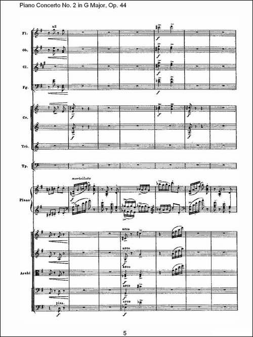 G大调第二钢琴协奏曲, Op.44第三乐章-一-钢琴谱