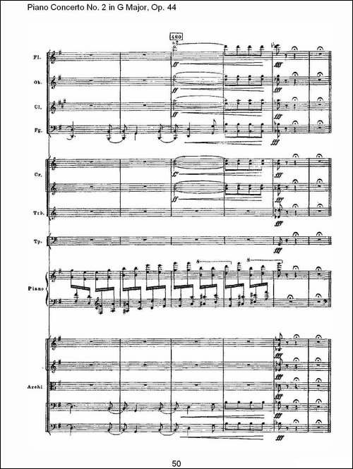 G大调第二钢琴协奏曲, Op.44第三乐章-二-钢琴谱