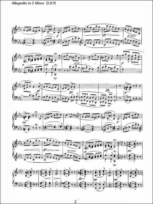 Allegretto in C Minor D.915-C小调快板 D.915-钢琴谱