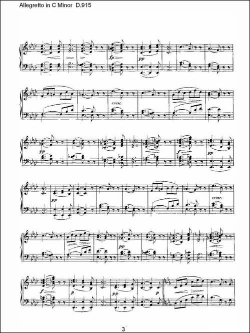 Allegretto in C Minor D.915-C小调快板 D.915-钢琴谱