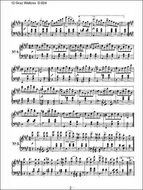 12 Graz Waltzes D.924-12格拉茨快步舞 D.924-钢琴谱