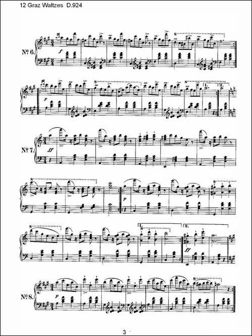 12 Graz Waltzes D.924-12格拉茨快步舞 D.924-钢琴谱