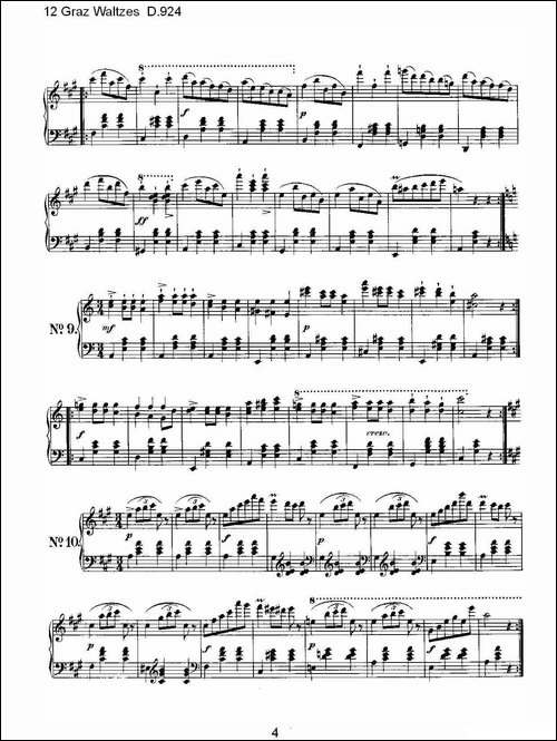 12 Graz Waltzes D.924-12格拉茨快步舞 D.924-钢琴谱