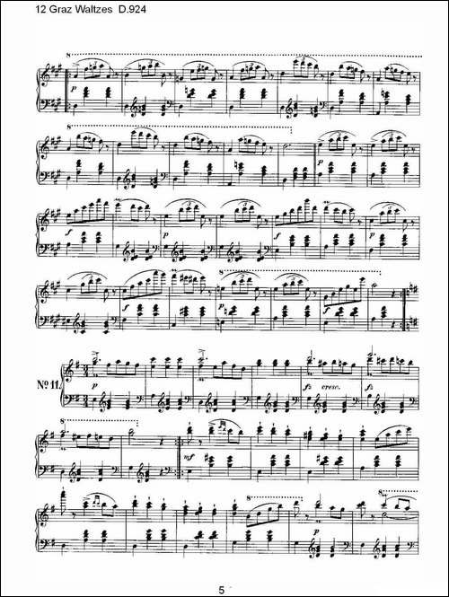 12 Graz Waltzes D.924-12格拉茨快步舞 D.924-钢琴谱