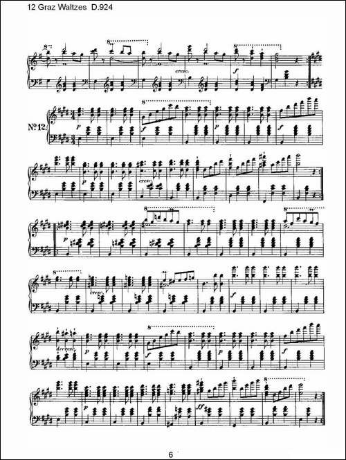 12 Graz Waltzes D.924-12格拉茨快步舞 D.924-钢琴谱