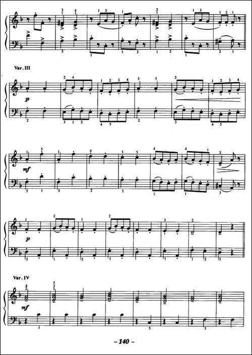 俄罗斯民歌主题变奏曲-钢琴谱