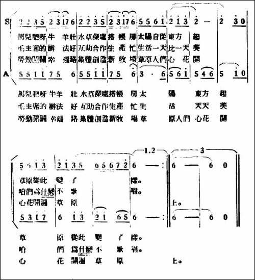 草原人民心开花-女声小合唱-合唱曲谱