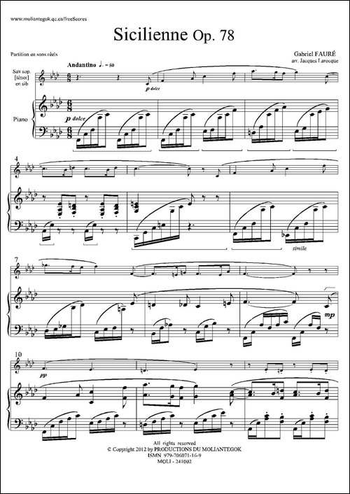 西西里舞曲-Op78-高音萨克斯+钢琴伴奏-胡琴
