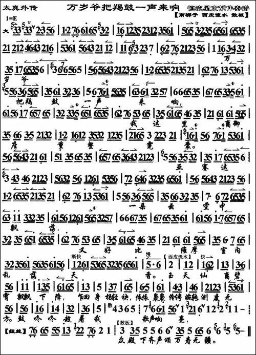 万岁爷把羯鼓一声来响-《太真外传》杨玉环唱段、琴谱-京剧唱谱