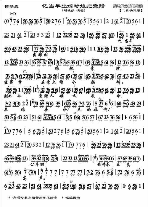忆当年出嫁时娘把囊赠-《锁麟囊》选段、琴谱-京剧唱谱