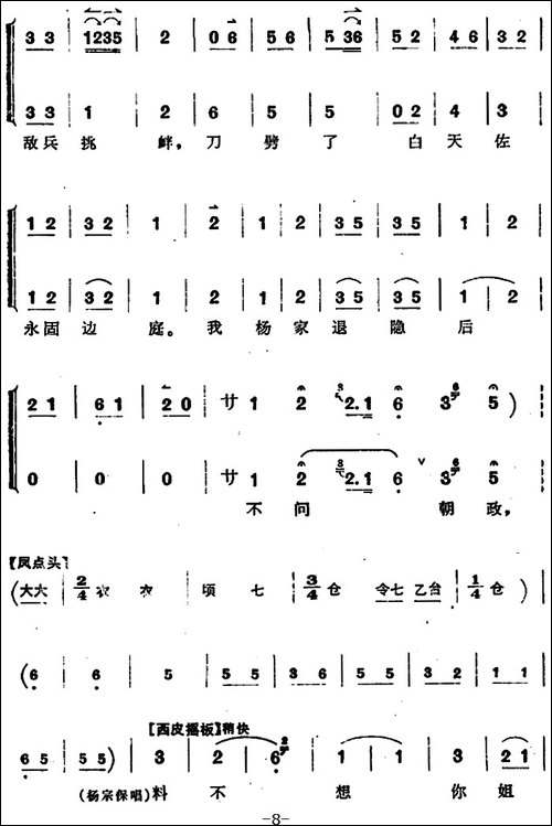 穆桂英挂帅--第六场-述旧-京剧唱谱