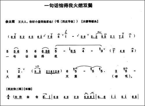 一句话恼得我火燃双鬓-《杨门女将》佘太君唱段-京剧唱谱