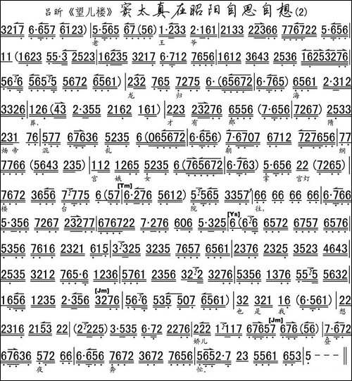 窦太真在昭阳自思自想-《望儿楼》选段、琴谱-京剧唱谱