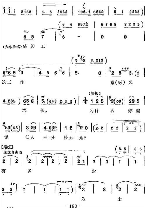 革命现代京剧《海港》主要唱段：忠于人民忠于党-第六场-方海珍、-京剧唱谱
