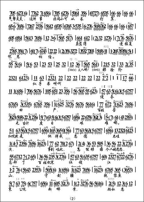 老人家你随我饱经忧患-《海瑞罢官》选段、琴谱-京剧唱谱