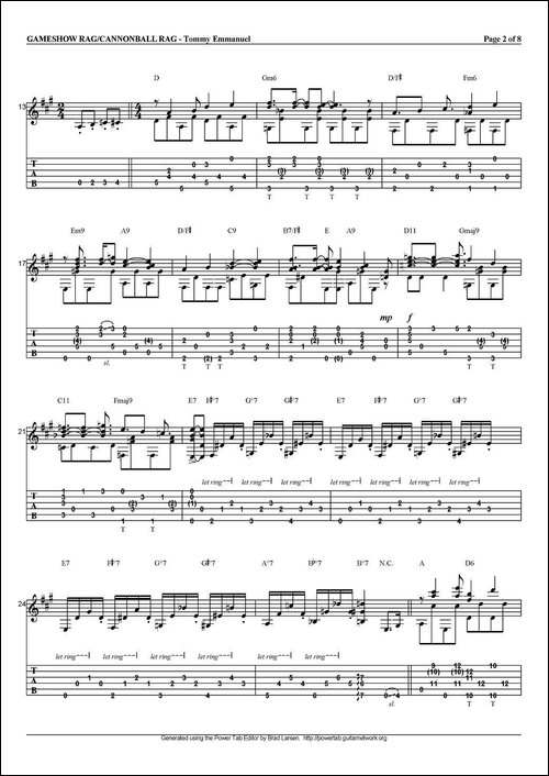 tommy-emmanuel：gameshow-ragcannonball-rag-指弹吉他-吉他谱