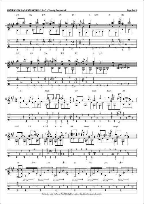 tommy-emmanuel：gameshow-ragcannonball-rag-指弹吉他-吉他谱