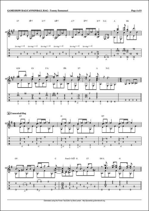 tommy-emmanuel：gameshow-ragcannonball-rag-指弹吉他-吉他谱