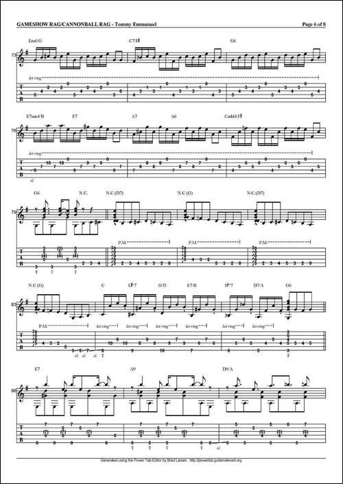 tommy-emmanuel：gameshow-ragcannonball-rag-指弹吉他-吉他谱