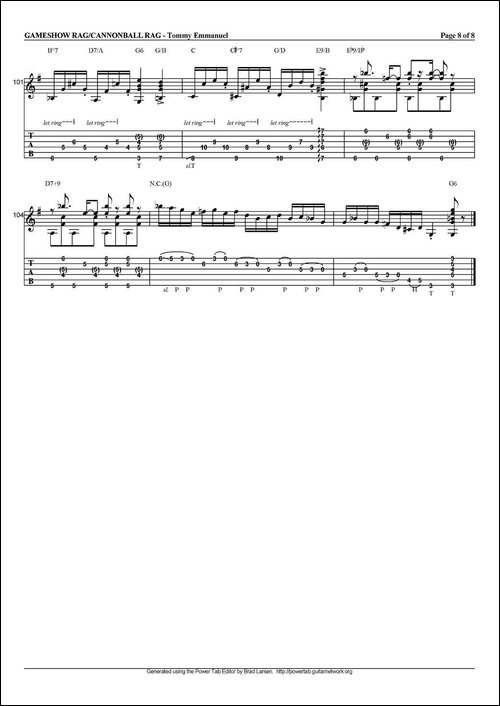 tommy-emmanuel：gameshow-ragcannonball-rag-指弹吉他-吉他谱