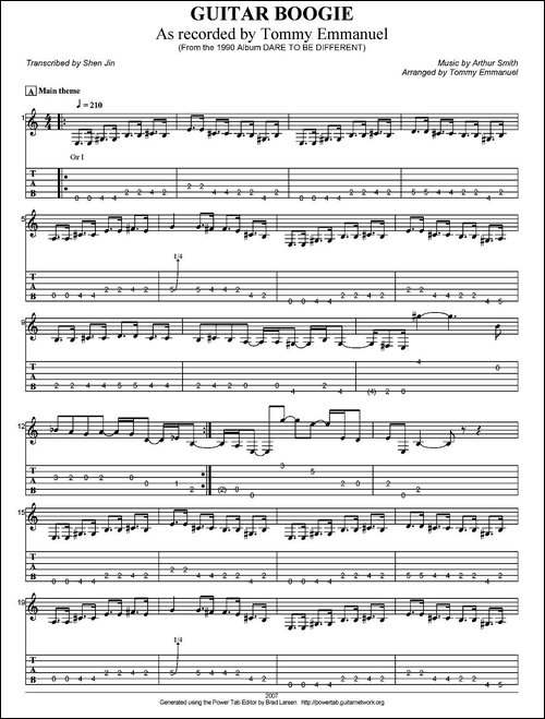 tommy-emmanuel：guitar-boogie-指弹吉他-吉他谱
