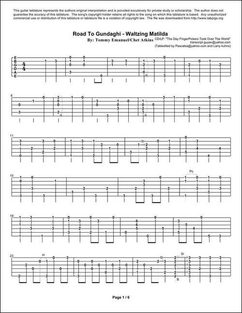 tommy-emmanuel：-road-to-gundaghi-waltzing-matilda-指弹吉它-吉他谱
