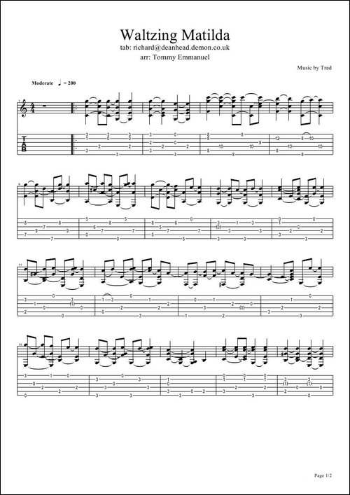 tommy-emmanuel：waltzing-matilda-指弹吉它-吉他谱