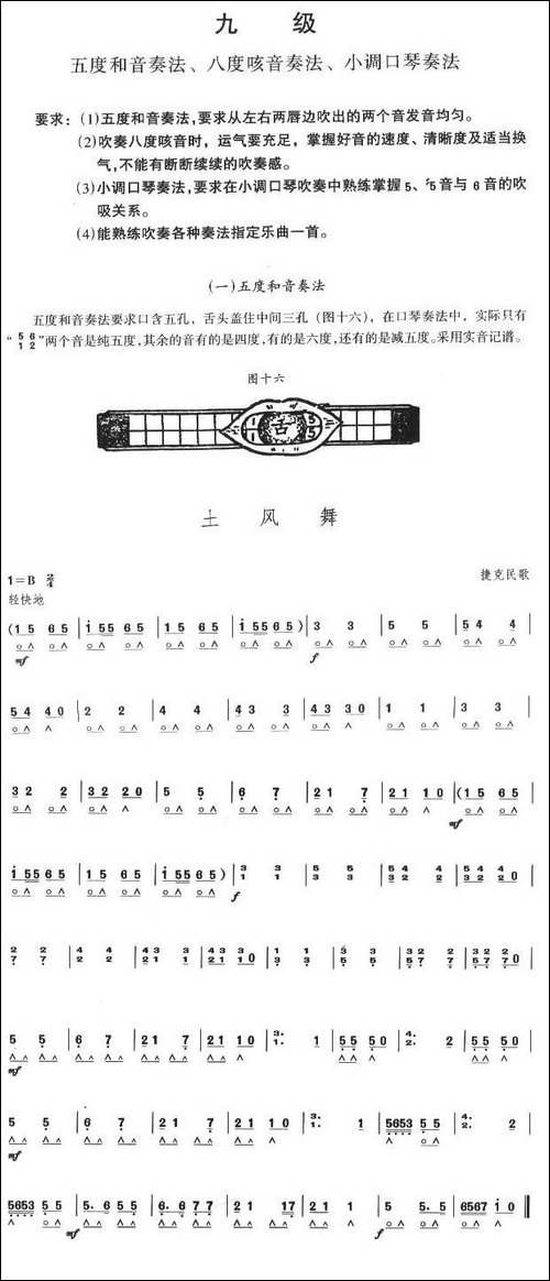 考级九级曲目：土风舞-口琴谱