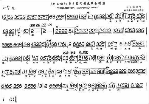每日里吃的是残茶剩酒-《金玉奴》选段-评剧唱谱