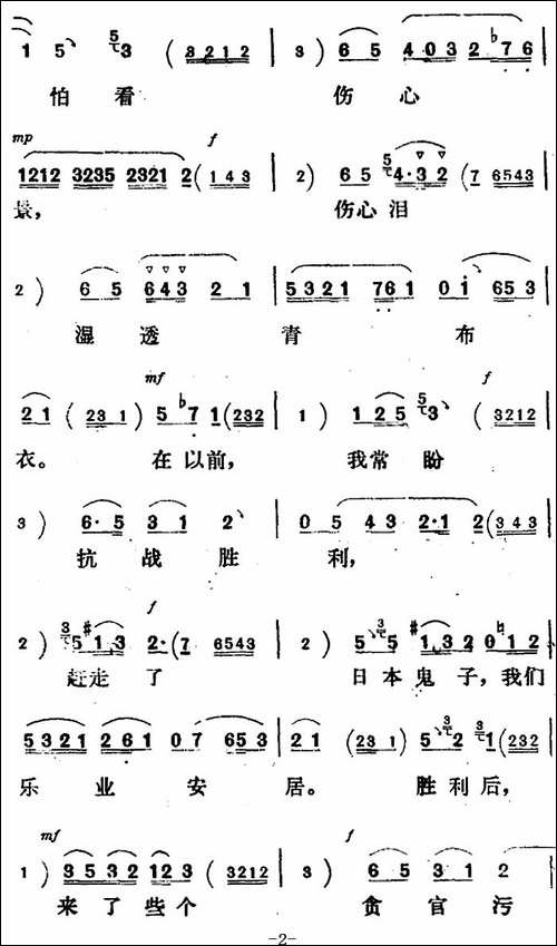 新凤霞唱腔选：不自由我宁一死也不把头低-《艺海深仇》陈凤英唱段-评剧唱谱