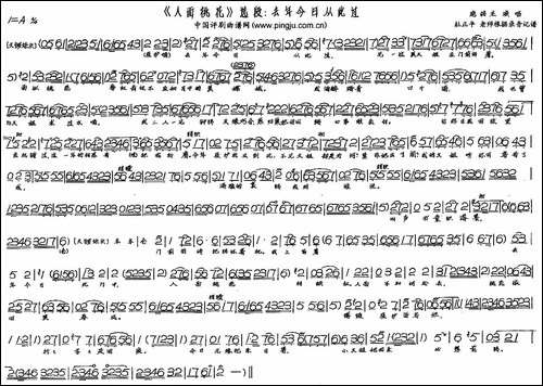 去年今日从此过-《人面桃花》选段-评剧唱谱