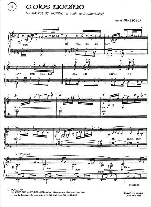 Piazzolla合集：1、ADIOS-NONINO-手风琴谱