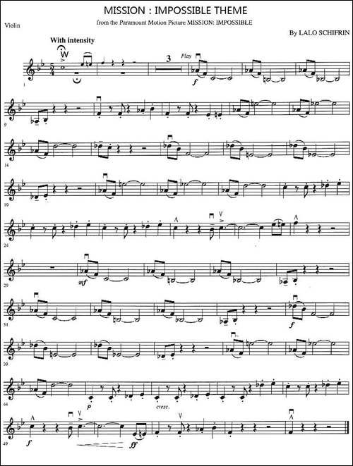 MISSION：IMPOSSIBLE-THEME-提琴谱