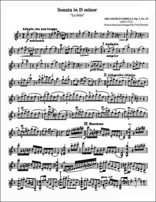 Sonata-in-D-minor-D小调奏鸣曲"La-folia"Op.1,No.12-提琴谱