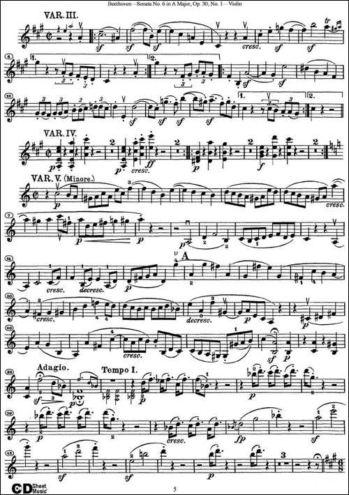 Violin-Sonata-No.6-in-A-Major-Op.30-No.1-提琴谱