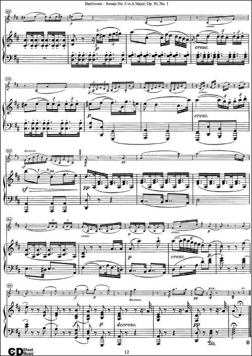 Violin-Sonata-No.6-in-A-Major-Op.30-No.1-小提琴+钢琴伴奏-提琴谱