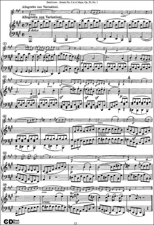 Violin-Sonata-No.6-in-A-Major-Op.30-No.1-小提琴+钢琴伴奏-提琴谱